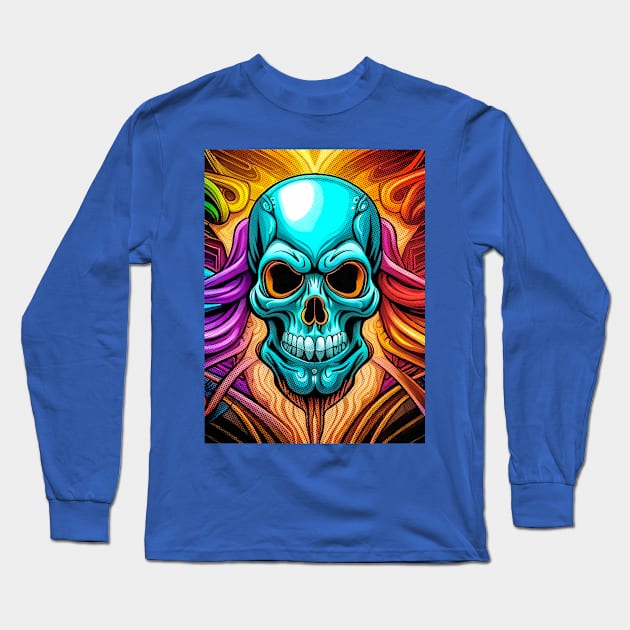 Robot Skull Colors Long Sleeve T-Shirt by DreadX3